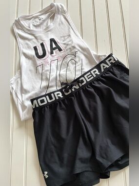 UNDER ARMOUR girls size large short set